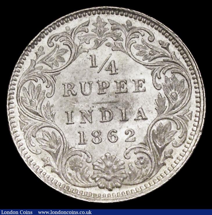 London Coins : A190 : Lot 1317 : India Quarter Rupee 1862 Calcutta Mint, KM#470 A/UNC-Unc and lustrous 