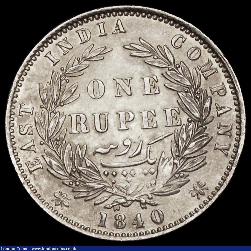 London Coins : A190 : Lot 1318 : India Rupee 1840 w.w. raised bright Unc