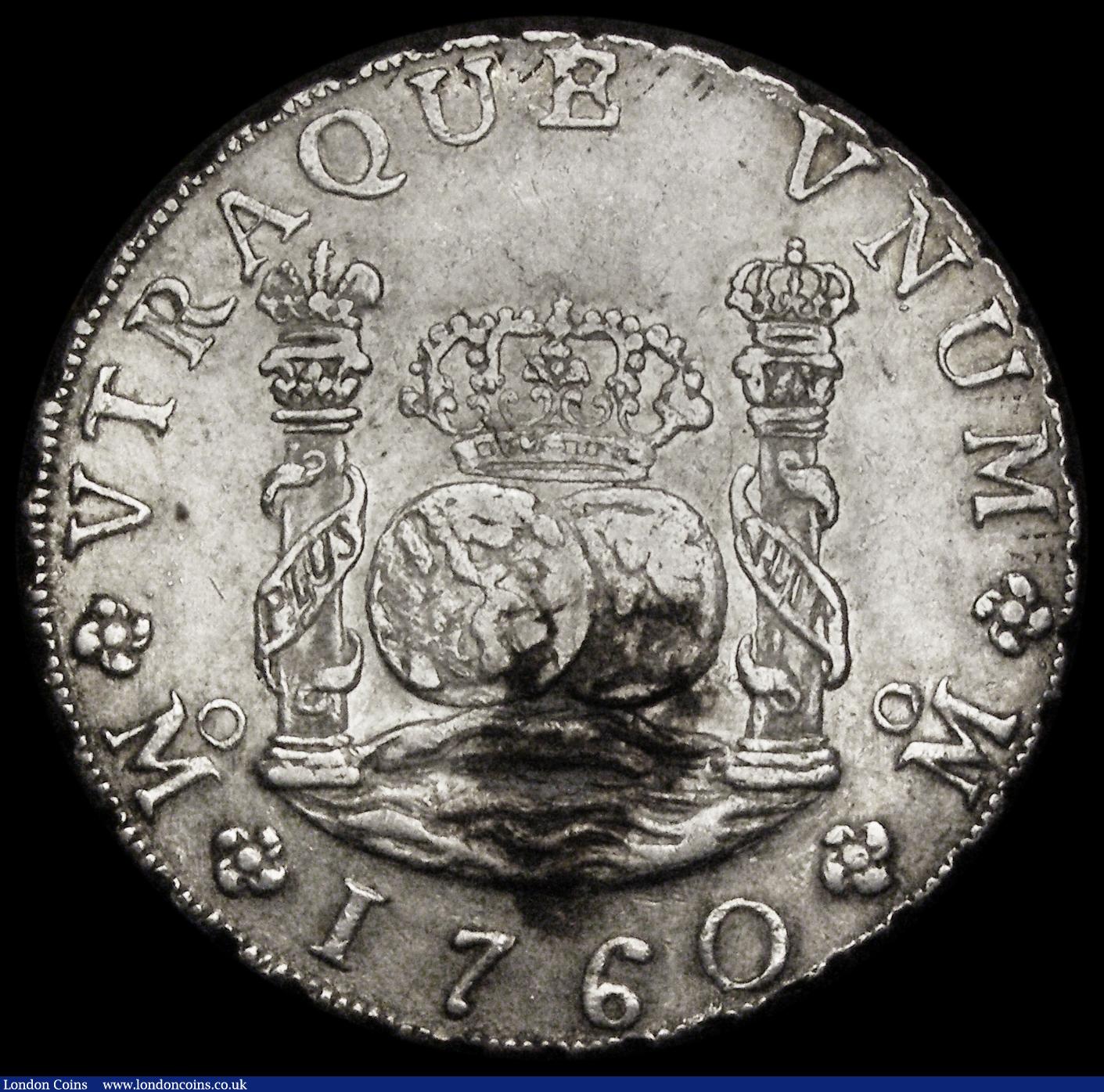London Coins : A190 : Lot 1368 : Mexico 8 Reales 1760 over 59 MM KM104.2 GVF with some black stains