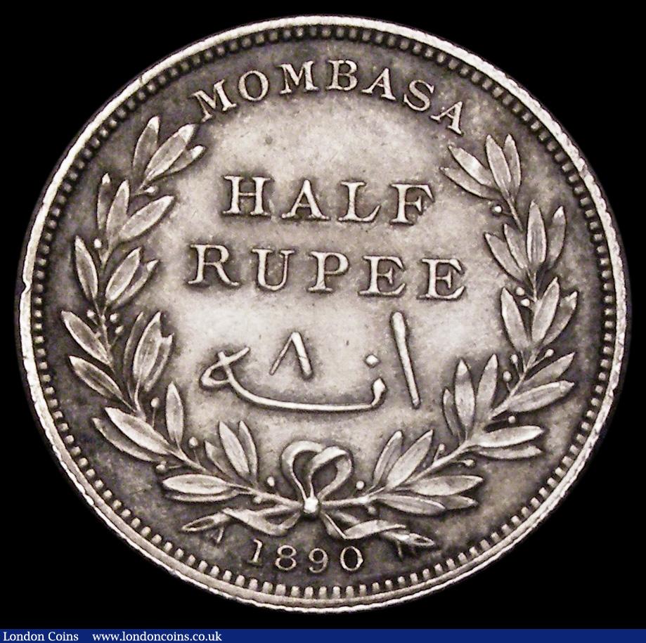 London Coins : A190 : Lot 1371 : Mombasa Half Rupee (8 Annas) 1890H KM#4 EF perhaps once cleaned now retoning, a seldom offered type