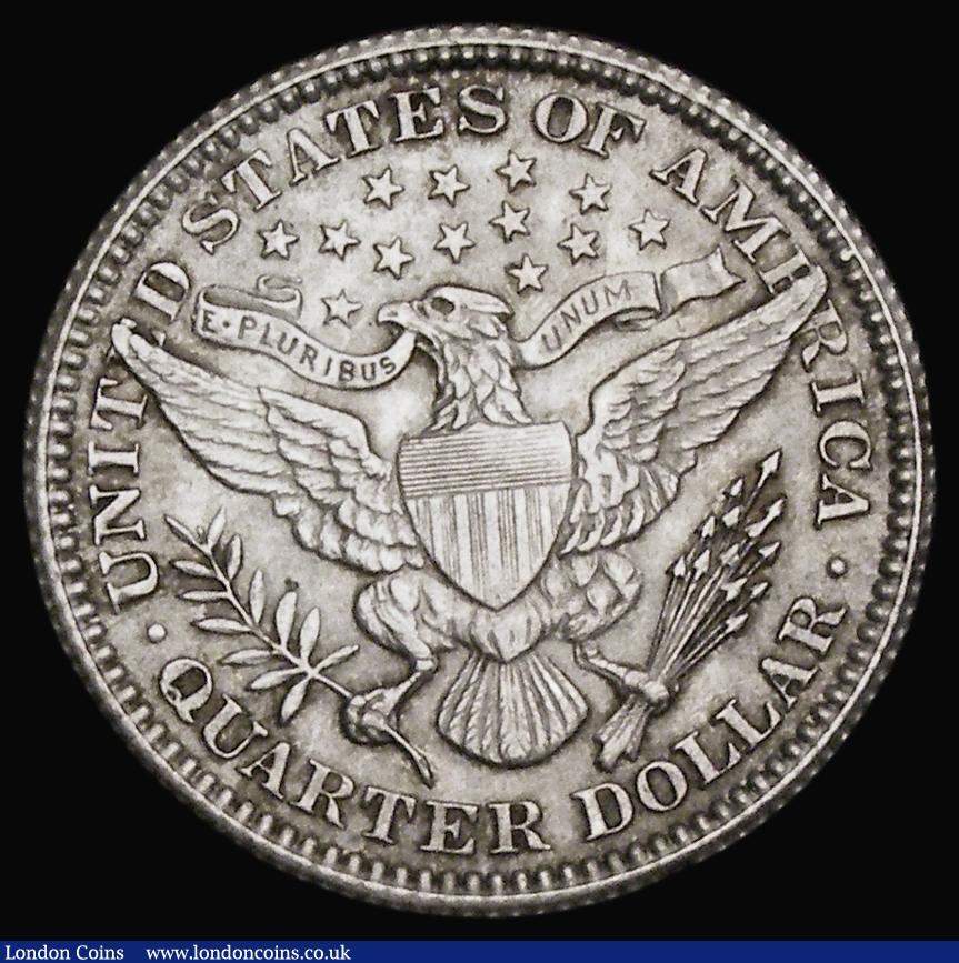 London Coins : A190 : Lot 1639 : USA Quarter Dollar 1908 Breen 4194 EF with touches of gold tone, comes with old Bowers and Merena ti...