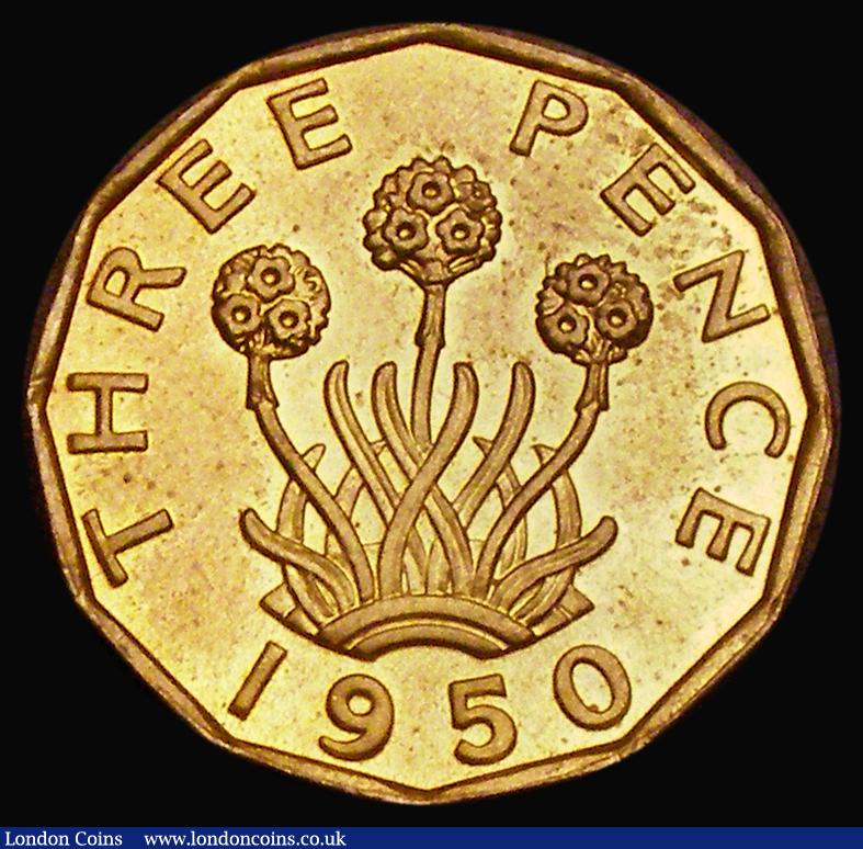 London Coins : A190 : Lot 1678 : Brass Threepence 1950 Peck 2394 UNC with subdued lustre, the reverse virtually BU