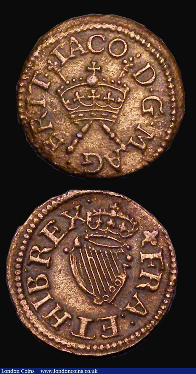 London Coins : A190 : Lot 1773 : Farthing James I Harrington issue (2) Peck 47 and Peck 54 the first GVF and pleasing the second brig...
