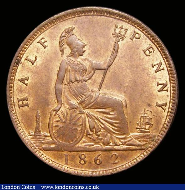 London Coins : A190 : Lot 1998 : Halfpenny 1862 Freeman 289 dies 7+G CGS UNC or near so with some lustre and graded 78 by CGS