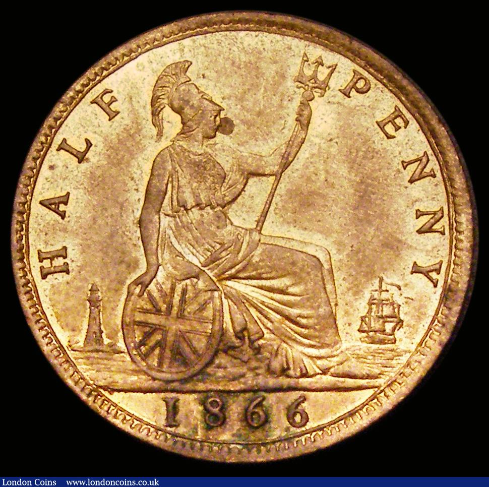 London Coins : A190 : Lot 2000 : Halfpenny 1866 Freeman 298 Unc with near full lustre and some light verdigris at the date, 1877 Fine...
