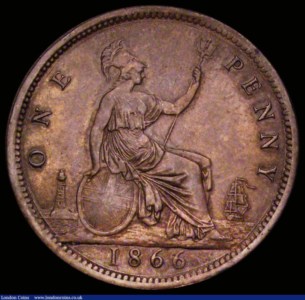 Penny 1866 Freeman 52 dies 6+G EF : A190 L2103 : Auction Prices