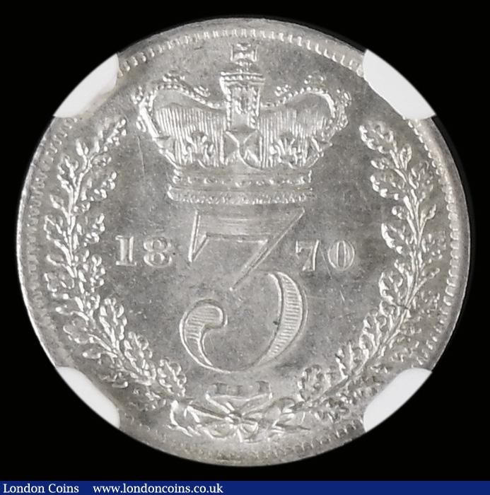 London Coins : A190 : Lot 2366 : Threepence 1870 ESC 2076 Choice and graded MS64 by NGC