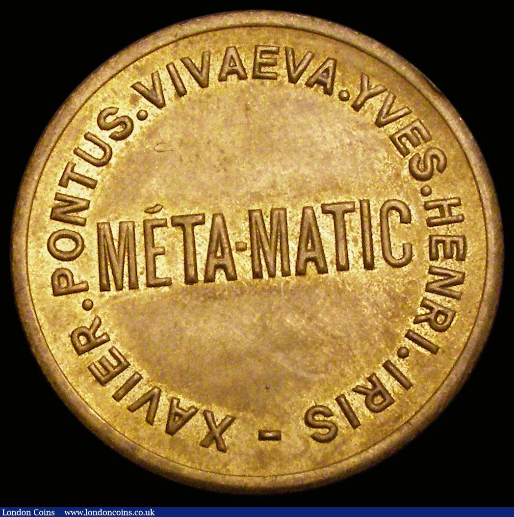 London Coins : A190 : Lot 681 : France Machine Token - Meta-Matic July 1959 Paris, Tinguely, 30mm in brass, Obverse: PONTIUS . VIVAE...
