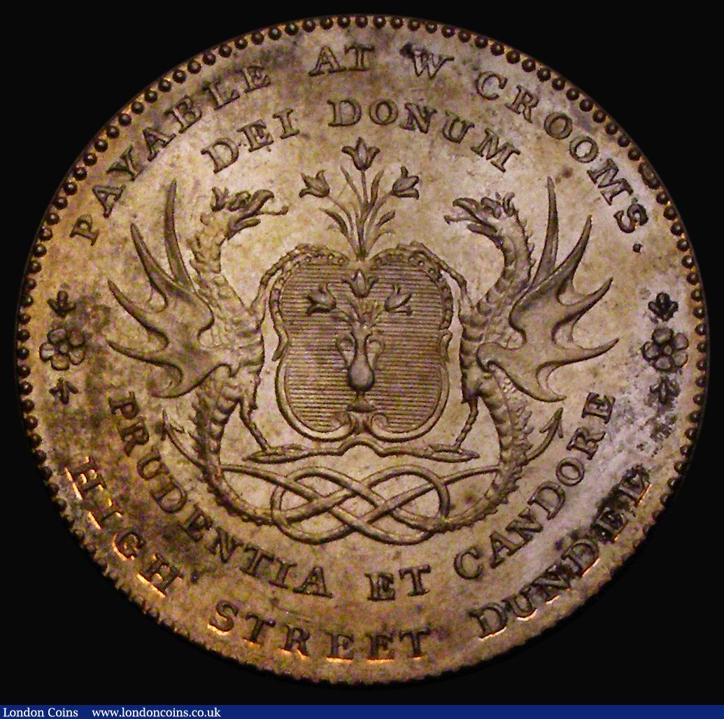 London Coins : A190 : Lot 691 : Halfpenny 18th Century Angusshire - Dundee, undated, Obverse: Shield of Arms, DEI DONUM above, PRUDE...