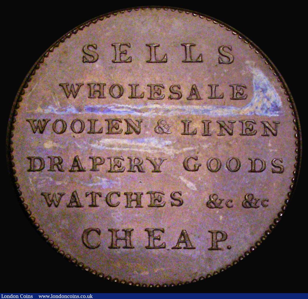 London Coins : A190 : Lot 695 : Halfpenny 18th Century Angusshire - Dundee, undated, Obverse: Shield of Arms, DEI DONUM above, PRUDE...