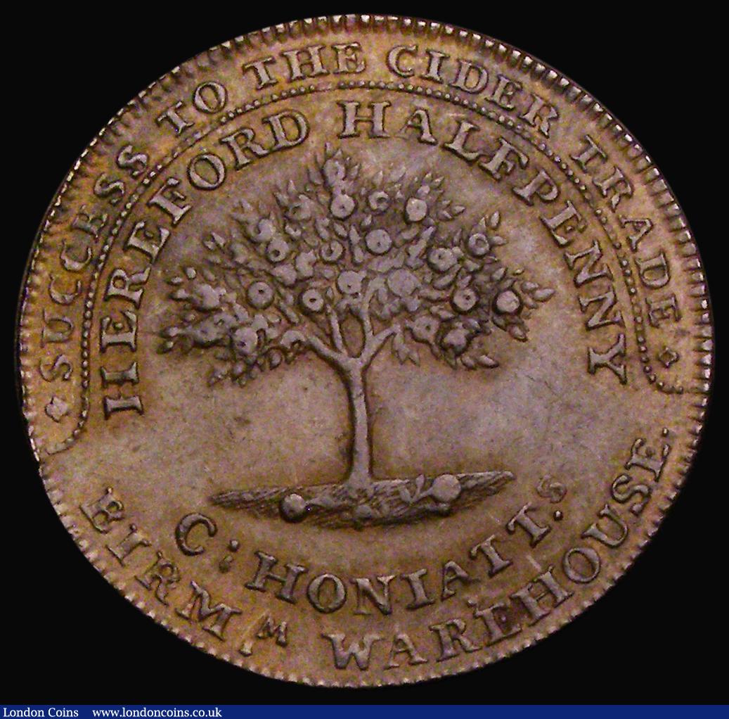 London Coins : A190 : Lot 703 : Halfpenny 18th Century Herefordshire - Hereford 1794 Obverse: An apple tree, Reverse: Figure of Just...
