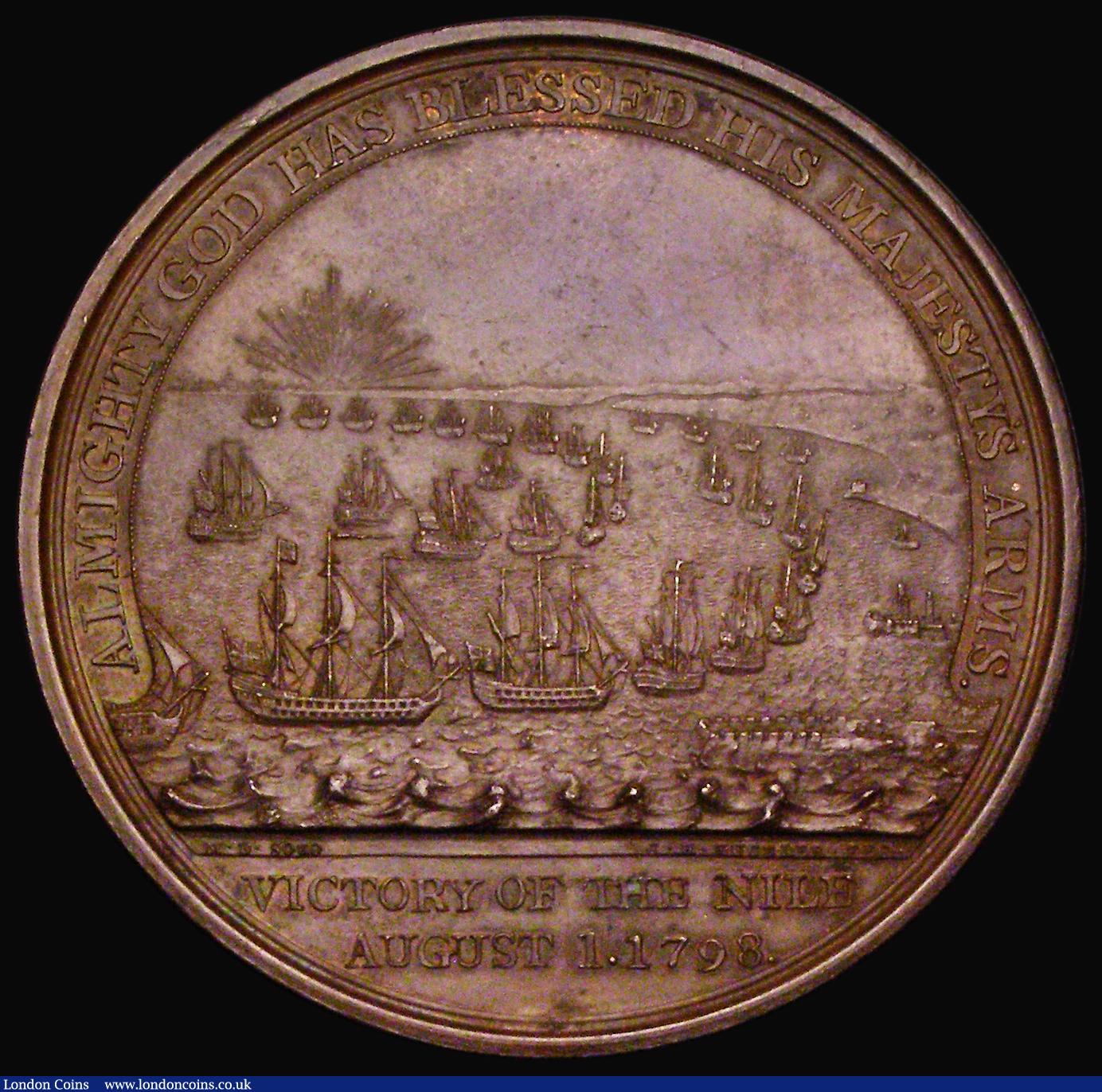 London Coins : A190 : Lot 762 : Battle of the Nile, Davison's Medal 1798 47mm diameter in bronze, by C.H. Kuchler, Obverse: Hop...