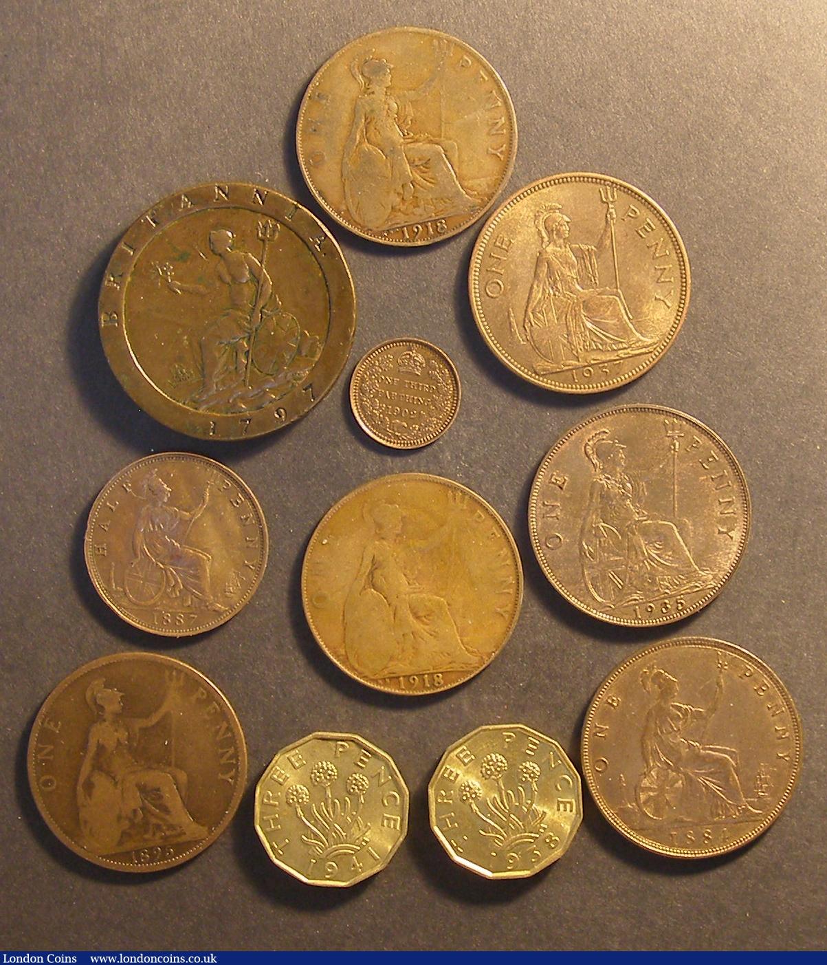 London Coins : A190 : Lot 872 : Brass Threepences to Third Farthing (11) comprising Brass Threepences (2) 1938 Peck 2372 UNC or near...