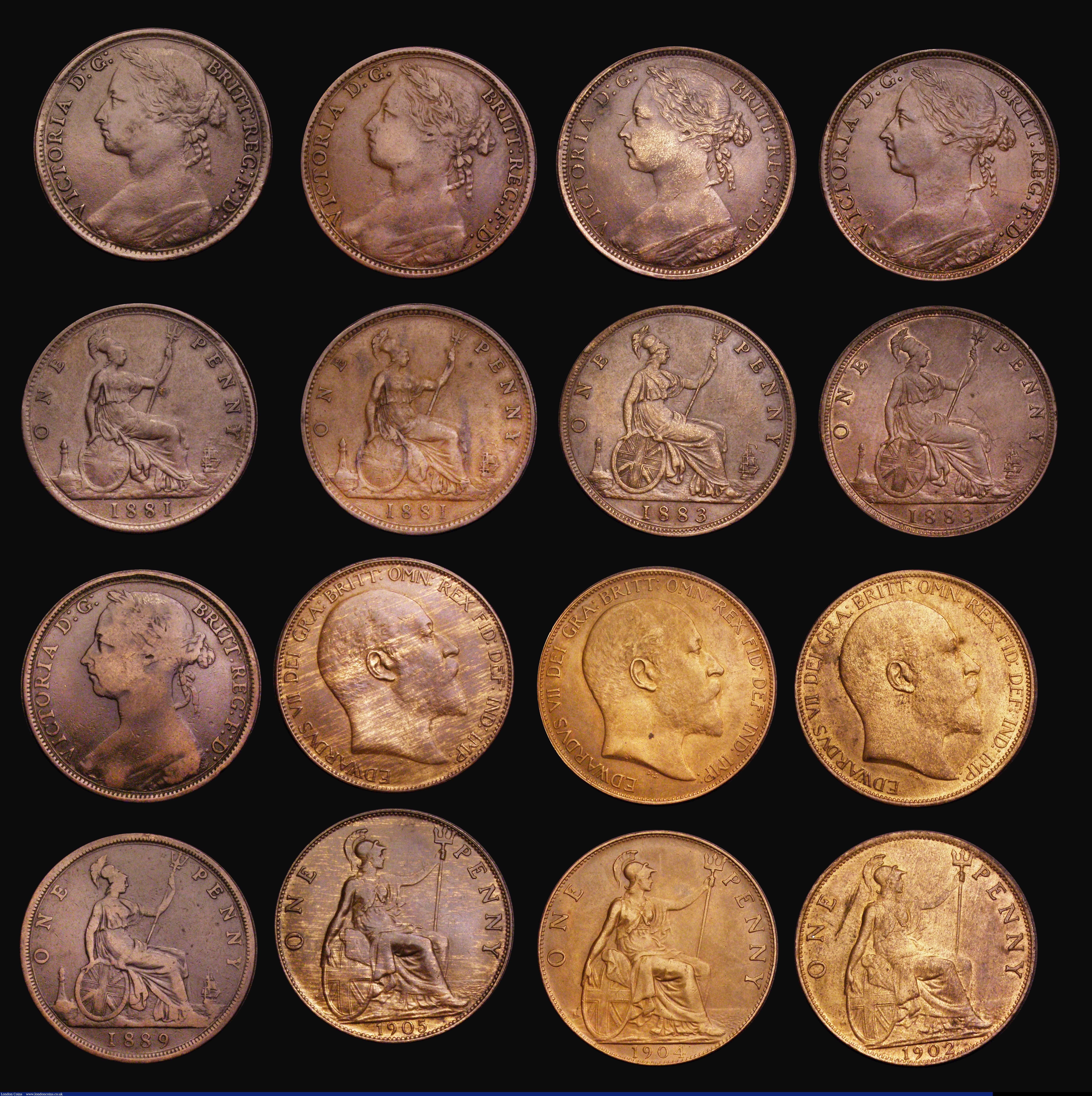 London Coins : A190 : Lot 944 : Pennies (17) 1861 Freeman 29 dies 6+D (2) one VF the other better but with scratches and a edge bump...