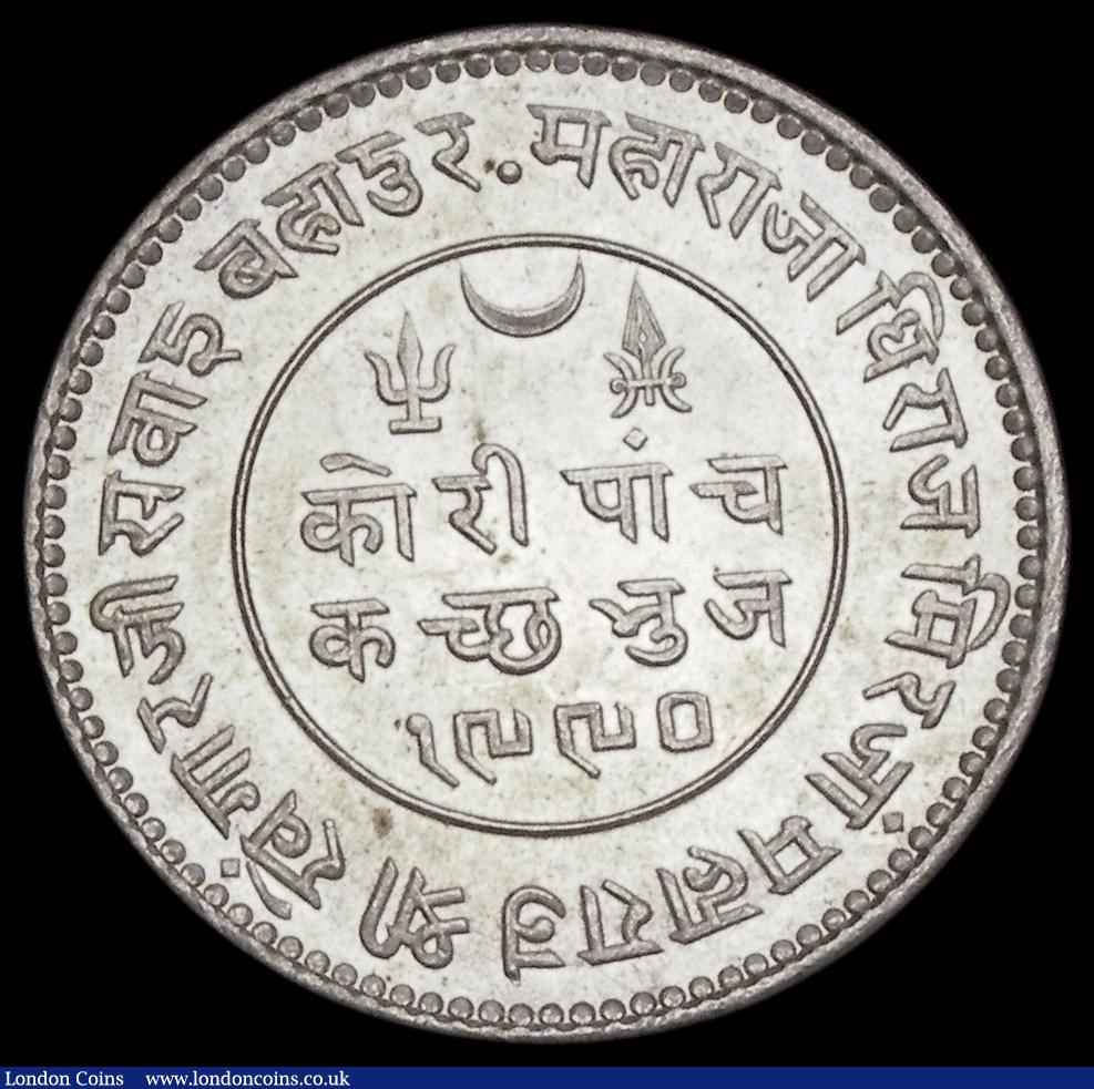 London Coins : A191 : Lot 1001 : India Princely States - Kutch 5 Kori 1933 Y53a Unc with brilliance