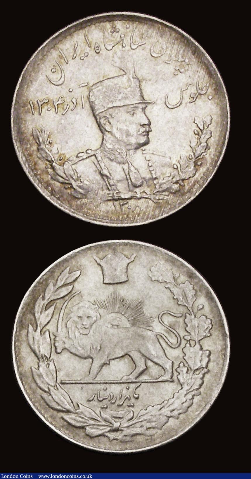 London Coins : A191 : Lot 1008 : Iran 1,000 Dinars SH1308 and 2,000 Dinars AH1332 KM1057 both EF