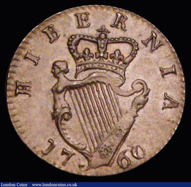 London Coins : A191 : Lot 1022 : Ireland Farthing 1760 S.6611 EF or better but struck from rusty dies so has some field imperfections