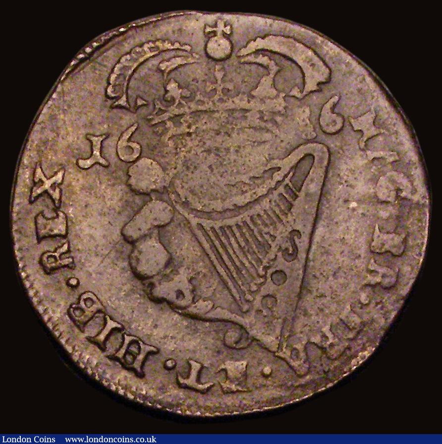 London Coins : A191 : Lot 1024 : Ireland Halfpenny 1686 S.6576 Fine Details, very some light surface pitting