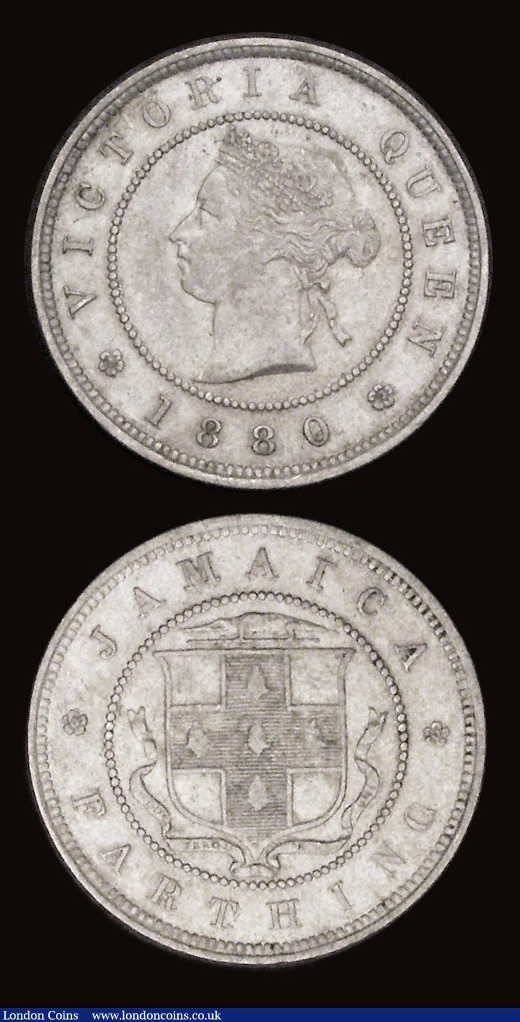 London Coins : A191 : Lot 1037 : Jamaica Halfpenny 1869 sharp Unc some uneven toning obverse and some scratches on the portrait, and ...