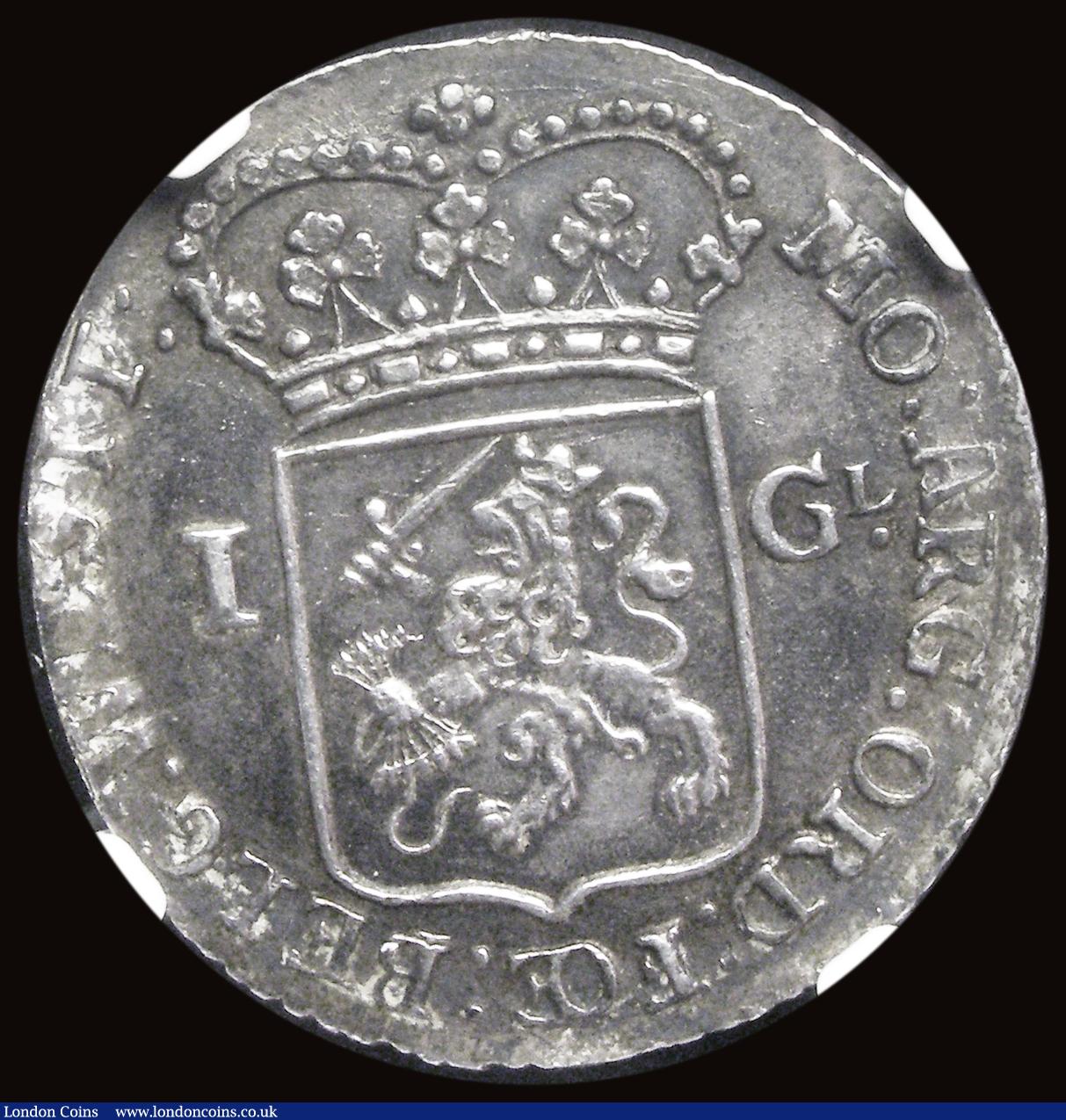 London Coins : A191 : Lot 1055 : Netherlands - West Friesland Gulden 1794 KM#97.5 a high garde example with an even grey toning in an...
