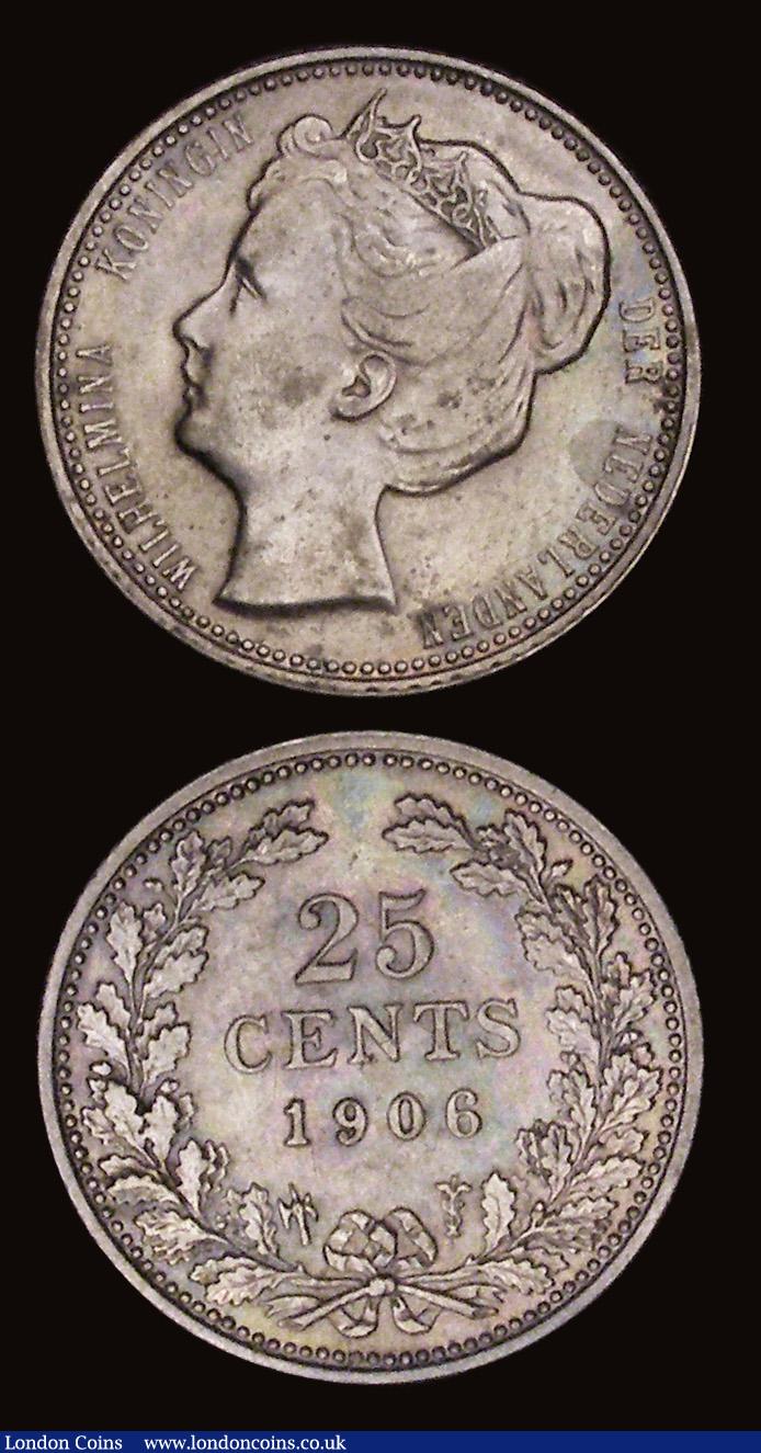 London Coins : A191 : Lot 1056 : Netherlands (2) 25 Cents 1906 GVF and Utrecht Diut 1739 VF with hints of green patina