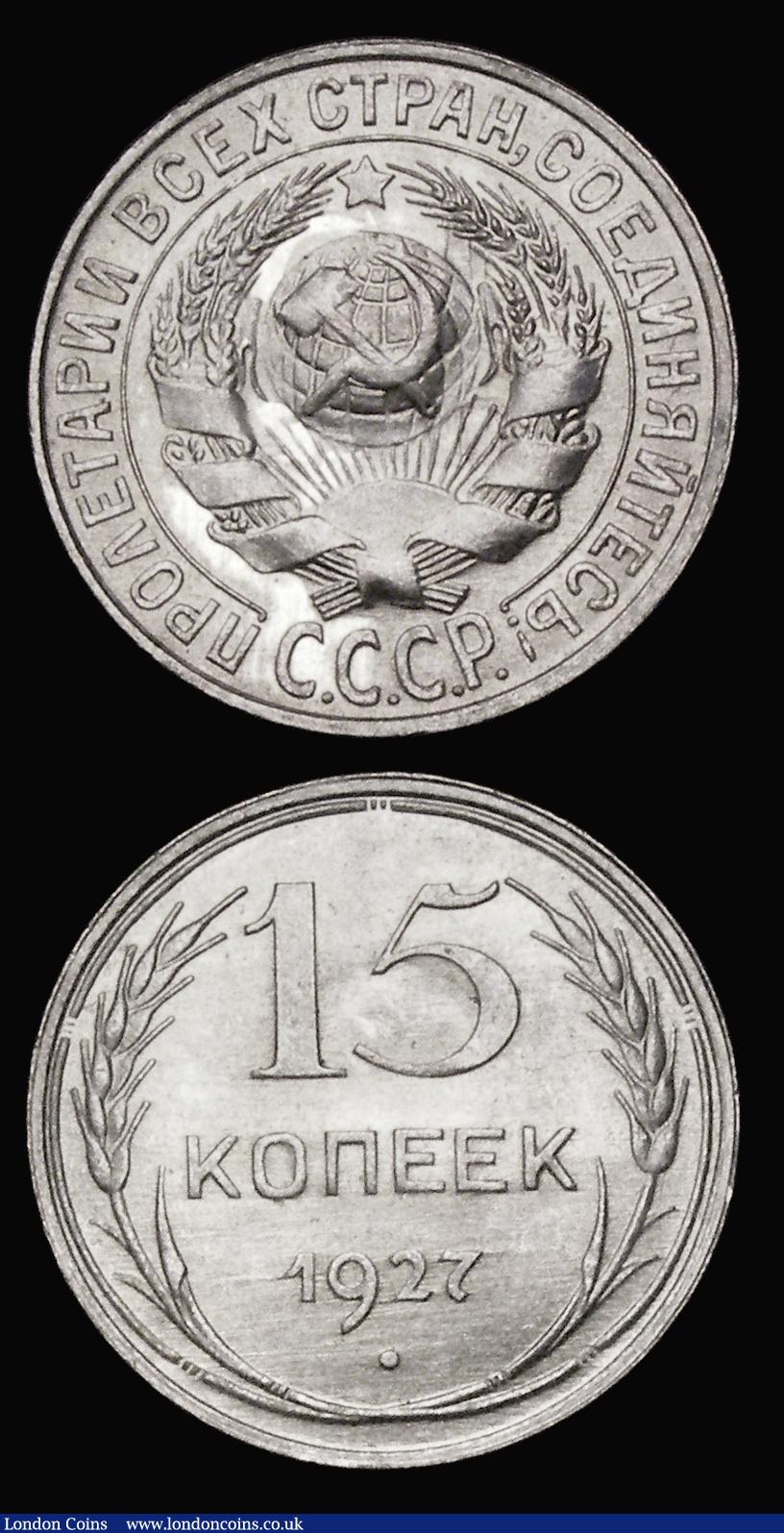 London Coins : A191 : Lot 1073 : Russia - USSR (2) 15 Kopeks 1927 and 10 Kopeks 1927 both lustrous Unc
