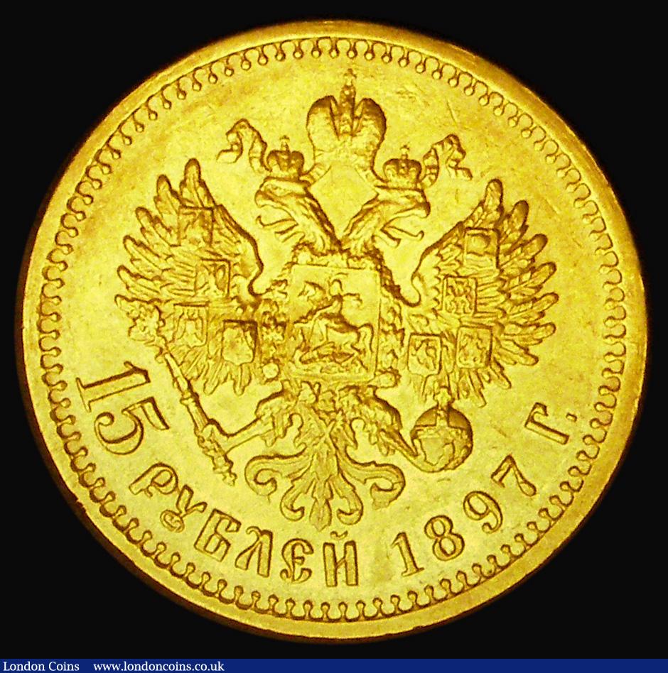 London Coins : A191 : Lot 1076 : Russia 15 Roubles 1897 nEF