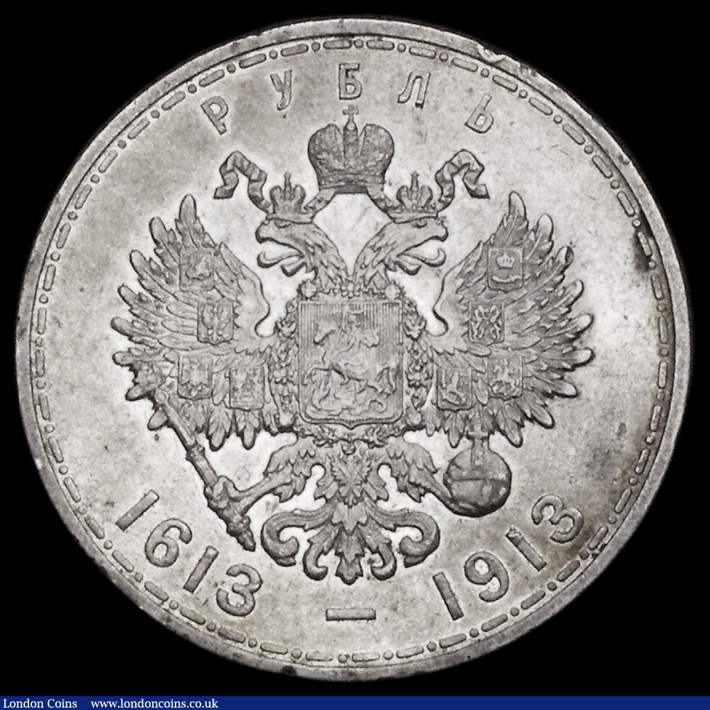 London Coins : A191 : Lot 1083 : Russia Rouble 1913 300th Anniversary of the Romanov Dynasty Y#70 EF