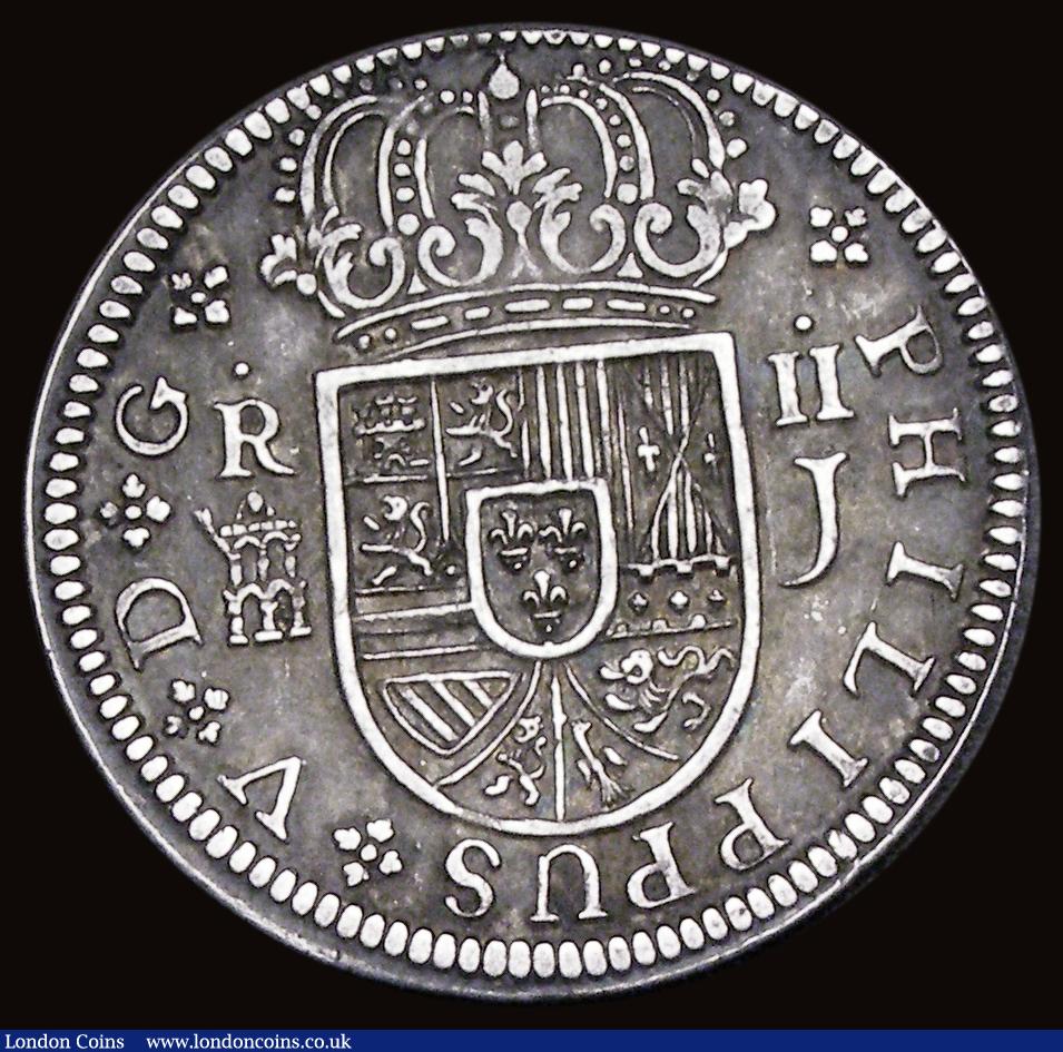 London Coins : A191 : Lot 1124 : Spain 2 Reales 1718 J KM#297 Bold and pleasant Good VF