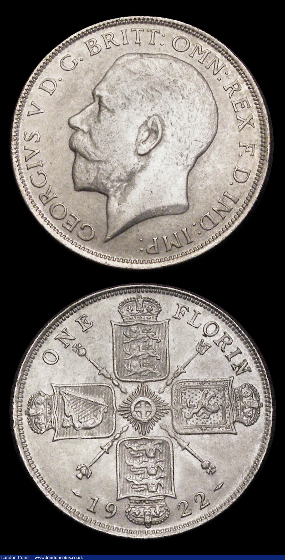 London Coins : A191 : Lot 1492 : Florins 1911 Shallow Neck ESC 929, Bull 3755, Davies 1730 dies 1A, GEF and lustrous with some edge n...