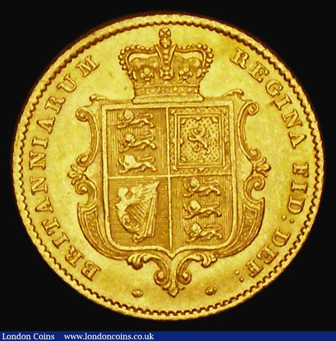 London Coins : A191 : Lot 1573 : Half Sovereign 1850 Marsh 424 EF/AU with a few minor scuffs obverse, Rare and rated R3 by Marsh, thi...