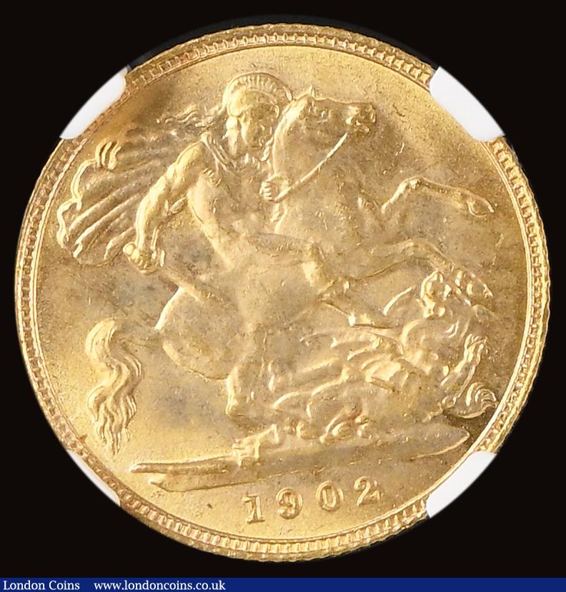 London Coins : A191 : Lot 1594 : Half Sovereign 1902 Currency Issue Marsh 505 Choice and graded MS64 by NGC