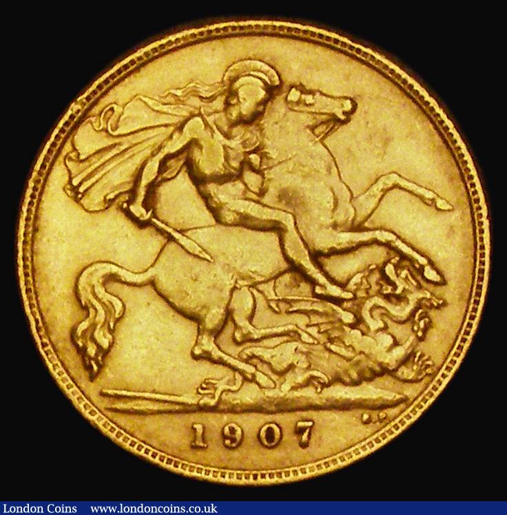 London Coins : A191 : Lot 1601 : Half Sovereign 1907 Marsh 510 VF