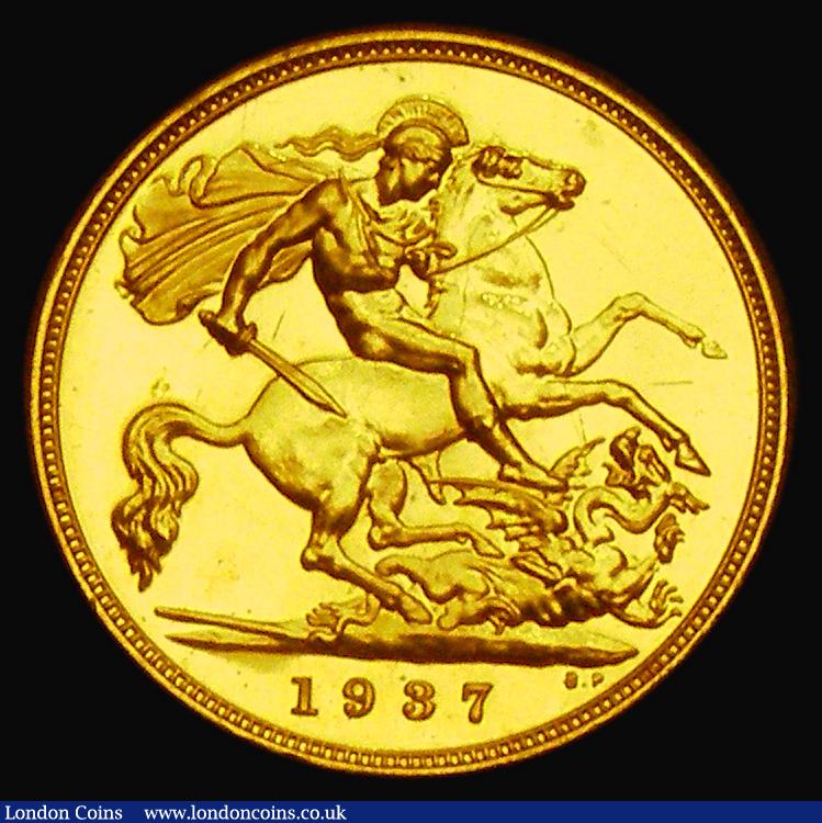 London Coins : A191 : Lot 1615 : Half Sovereign 1937 Proof Marsh 543A, S.4077, About UNC, the obverse with some hairlines and a tiny ...