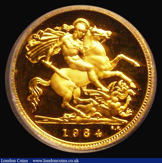 London Coins : A191 : Lot 1619 : Half Sovereign 1984 Proof in a CGS holder and graded 96