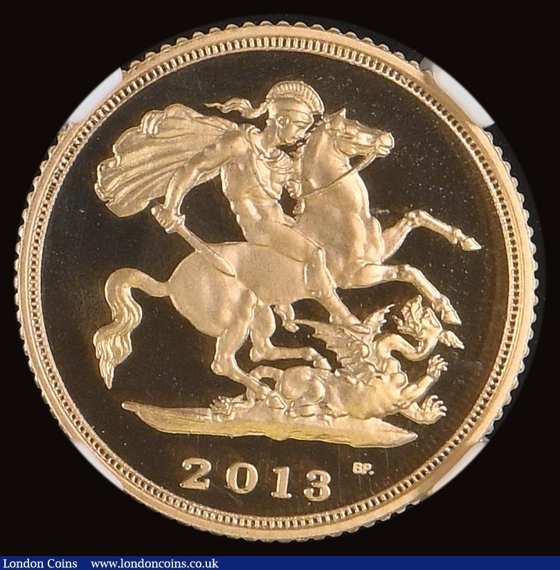 London Coins : A191 : Lot 1628 : Half Sovereign 2013 Proof S.SB7A in an NGC holder and graded PF70 Ultra Cameo