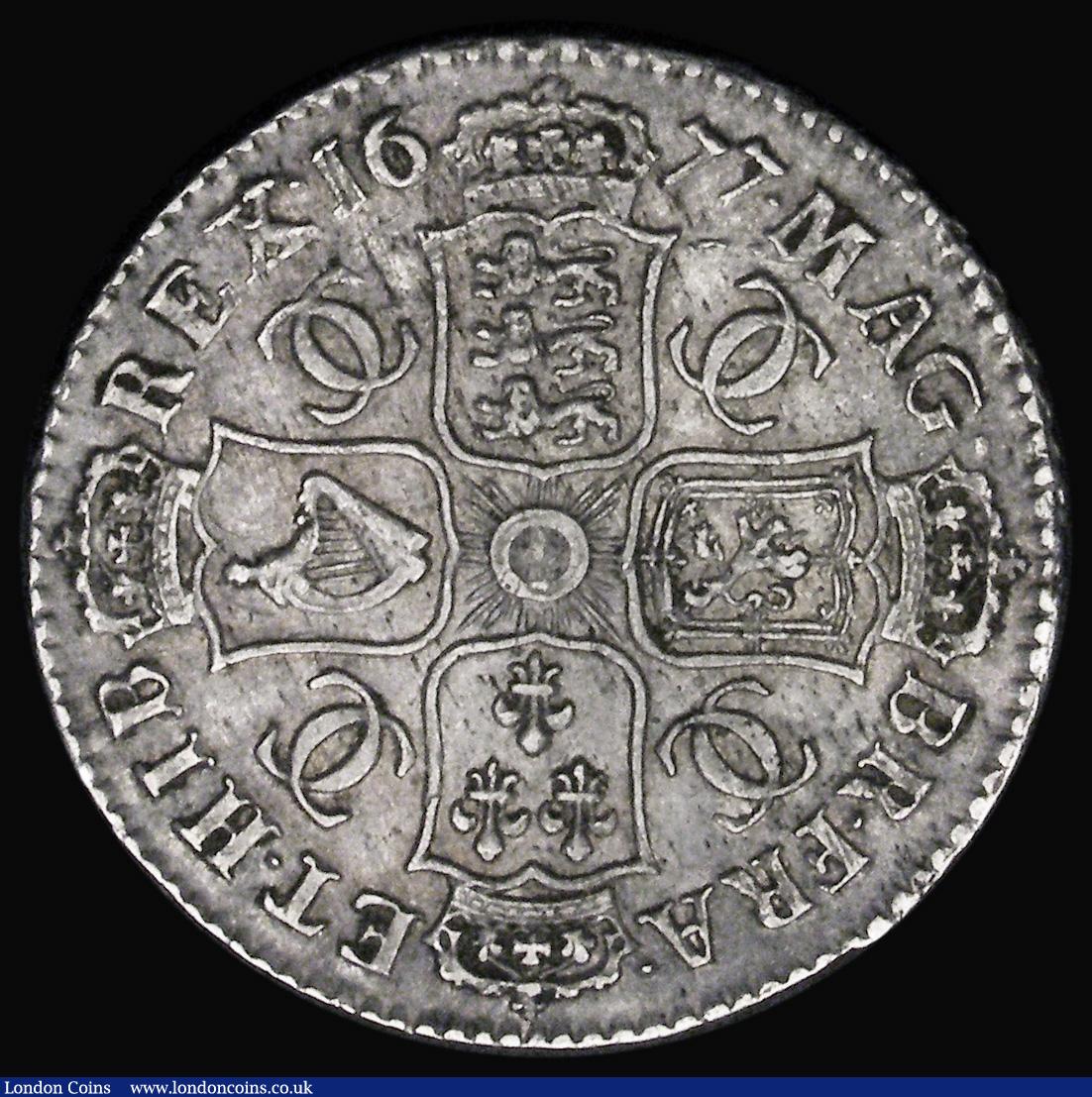 London Coins : A191 : Lot 1633 : Halfcrown 1677 ESC 479 Good VF and graded 55 by CGS and in their holder