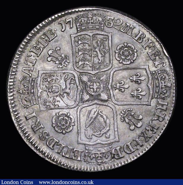 London Coins : A191 : Lot 1658 : Halfcrown 1732 Roses and Plumes ESC 596, Bull 1675 pleasing Good VF with a nice tone