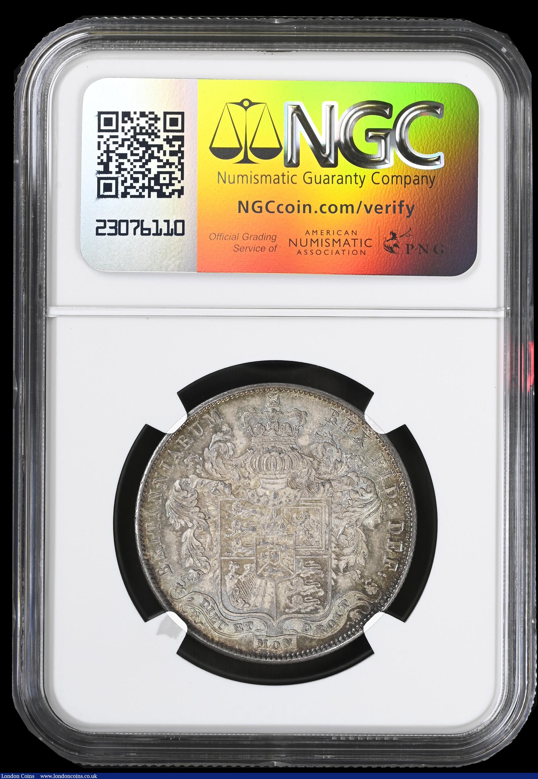 London Coins : A191 : Lot 1672 : Halfcrown 1825 ESC 642 Choice Unc with a lovely tone and graded MS63 by NGC desirable thus