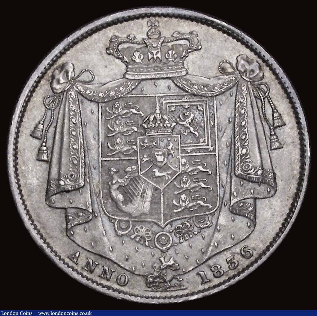 London Coins : A191 : Lot 1680 : Halfcrown 1836 WW in script ESC 666, Bull 2482 AU with a pleasant even tone
