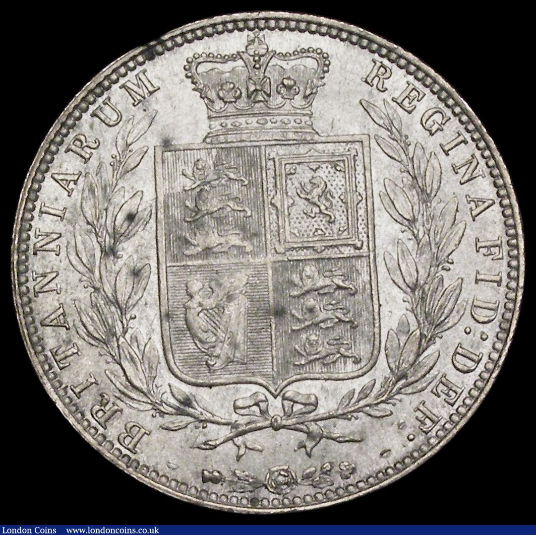 London Coins : A191 : Lot 1688 : Halfcrown 1877 ESC 700 UNC or near so the reverse with some dark toning and rare in this grade it be...