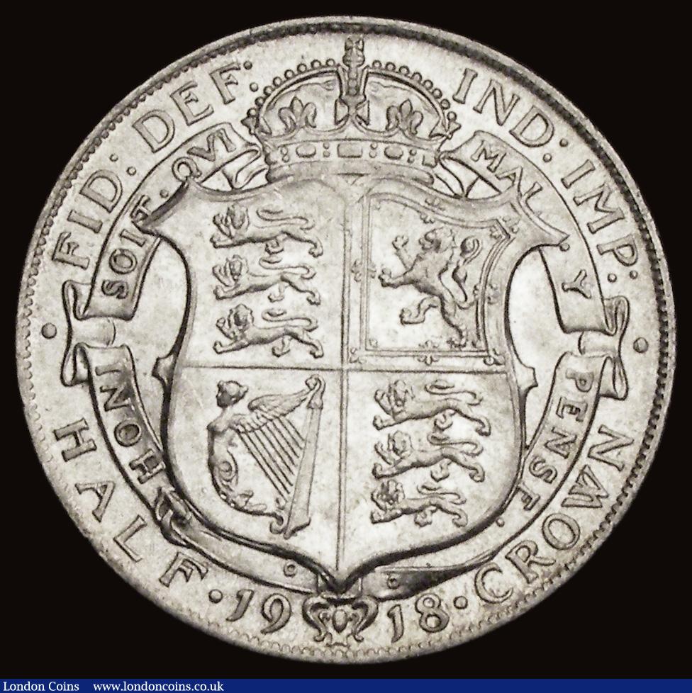London Coins : A191 : Lot 1733 : Halfcrown 1918 ESC 765, Bull 3717 AU/Unc