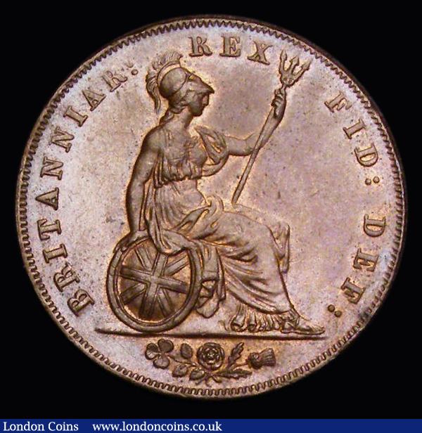 London Coins : A191 : Lot 1762 : Halfpenny 1827 Peck 1438 silky UNC with hints of lustre (now lists at &pound;400 in UNC)