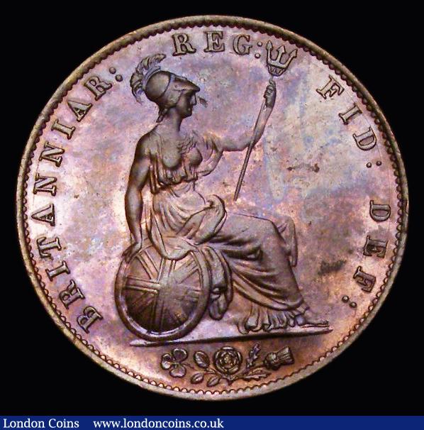 London Coins : A191 : Lot 1766 : Halfpenny 1844 as Peck 1528 with upper serifs to 44 Unc with prooflike fields and some subdued lustr...