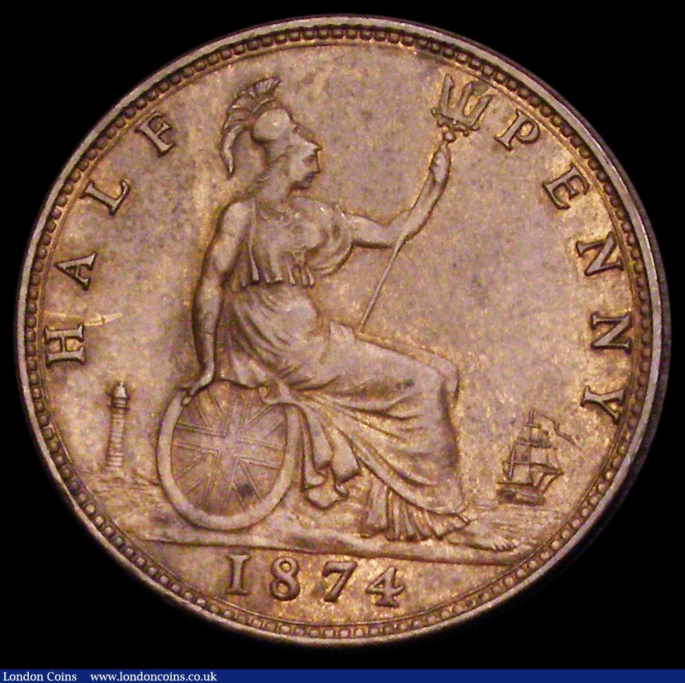 London Coins : A191 : Lot 1774 : Halfpenny 1874 Freeman 312 dies 7+J EF