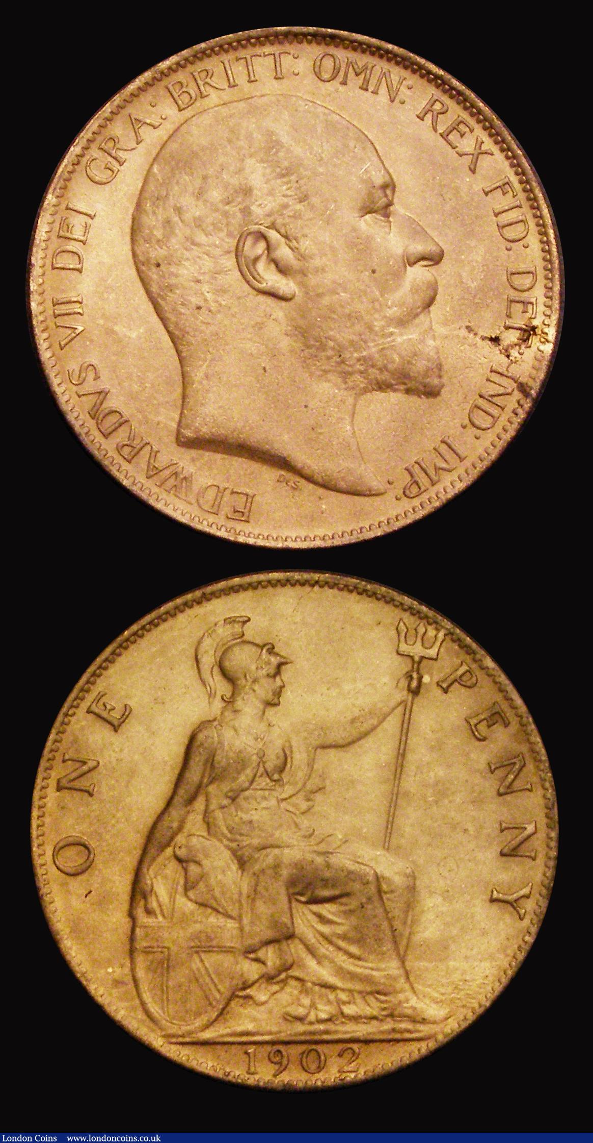 London Coins : A191 : Lot 1844 : Penny 1902 (2) Low Tide and High Tide both high grade examples and both with red but both an unusual...