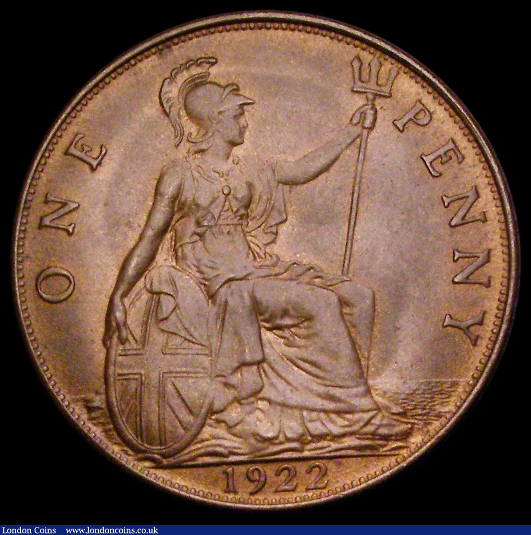 London Coins : A191 : Lot 1862 : Penny 1922 Freeman 192 dies 3+B UNC and nicely struck with subdued lustre