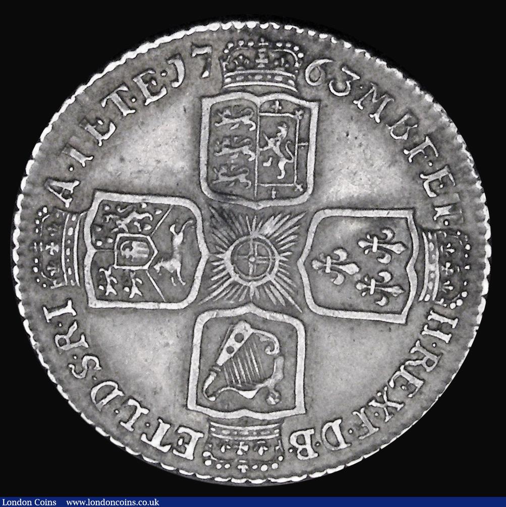 London Coins : A191 : Lot 1908 : Shilling 1763 Northumberland ESC 1214, Bull 2124 EF with an even tone and with "HEATH" cou...