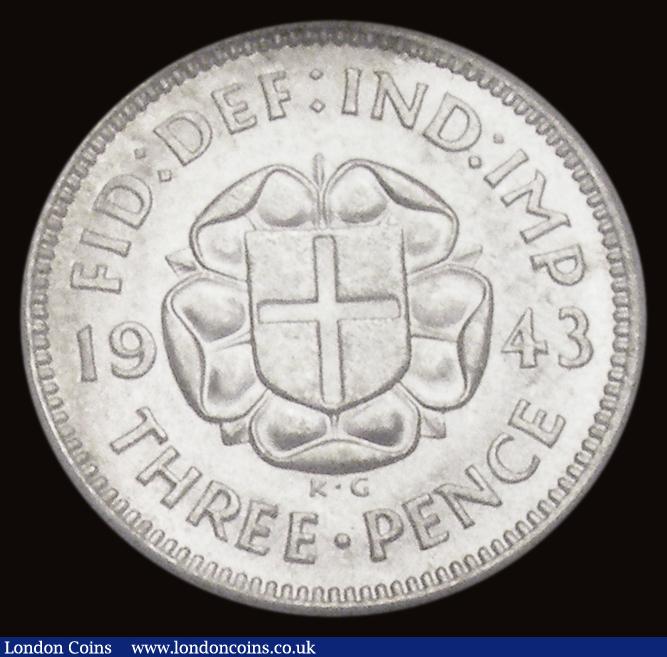 London Coins : A191 : Lot 1963 : Silver Threepence 1943 ESC 2157 BU and graded 88 by LCGS