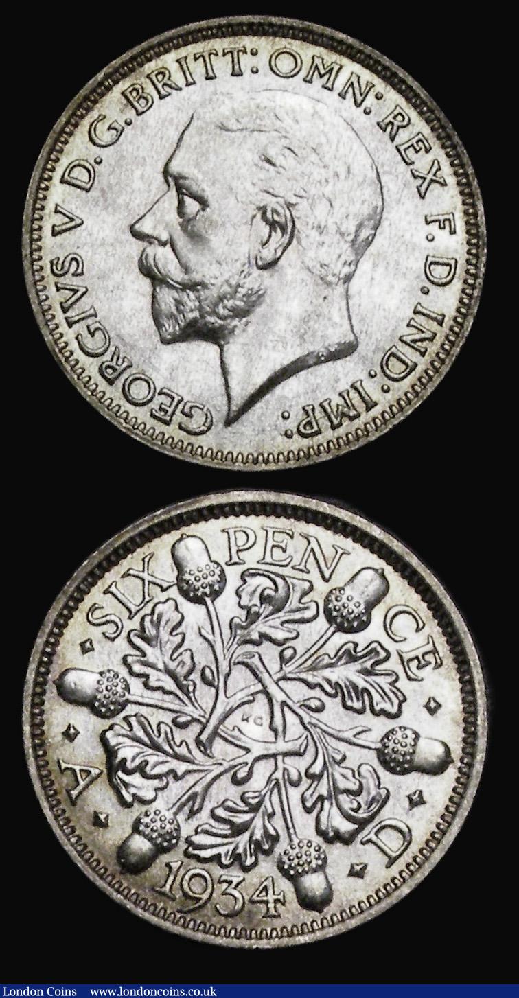 London Coins : A191 : Lot 2038 : Sixpences (2) 1934 and 1936 both Choice UNC with original mint brilliance and some peripheral gold t...